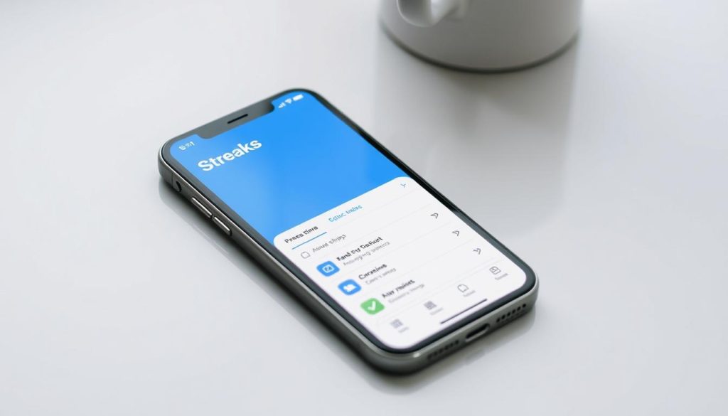 An image of the Streaks app interface on an iPhone, showing a clean and simple design. An image of the Streaks app interface on an iPhone, showing a clean and simple design.