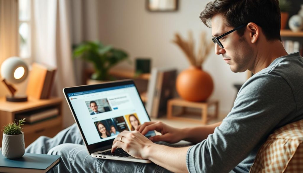 Generate an image of a person accessing Udemy courses on a laptop. Generate an image of a person accessing Udemy courses on a laptop.