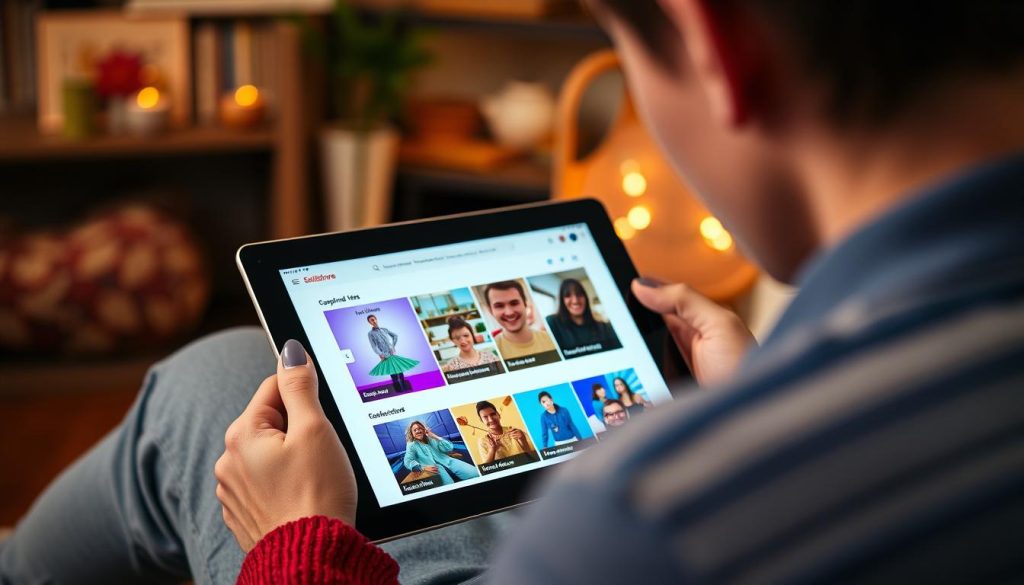 Generate an image of a person engaging with Skillshare classes on a tablet. Generate an image of a person engaging with Skillshare classes on a tablet.