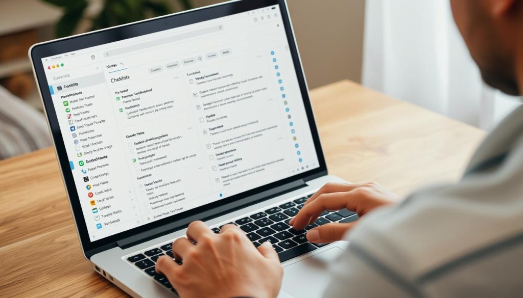 Generate an image of a person using Evernote on their laptop, with a clean and organized interface. Generate an image of a person using Evernote on their laptop, with a clean and organized interface.