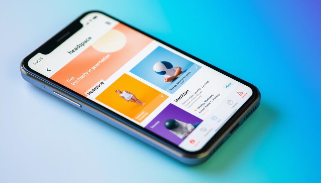 Generate an image of the Headspace app interface on a mobile device, showcasing its user-friendly design and various meditation programs. Generate an image of the Headspace app interface on a mobile device, showcasing its user-friendly design and various meditation programs.